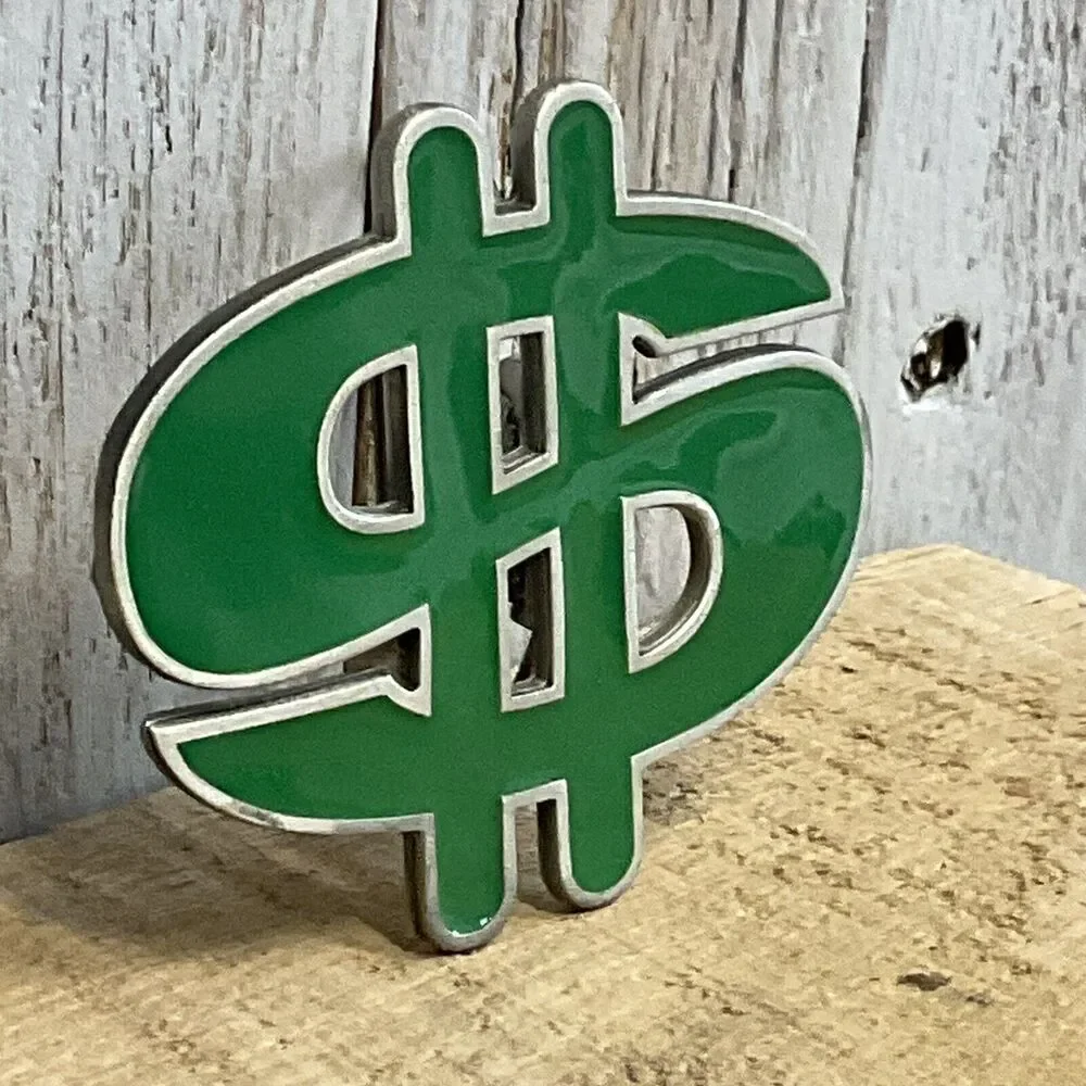 Cash Dollar‎ Sign Green Belt Buckle Mens 2002 Great American Products Pewter